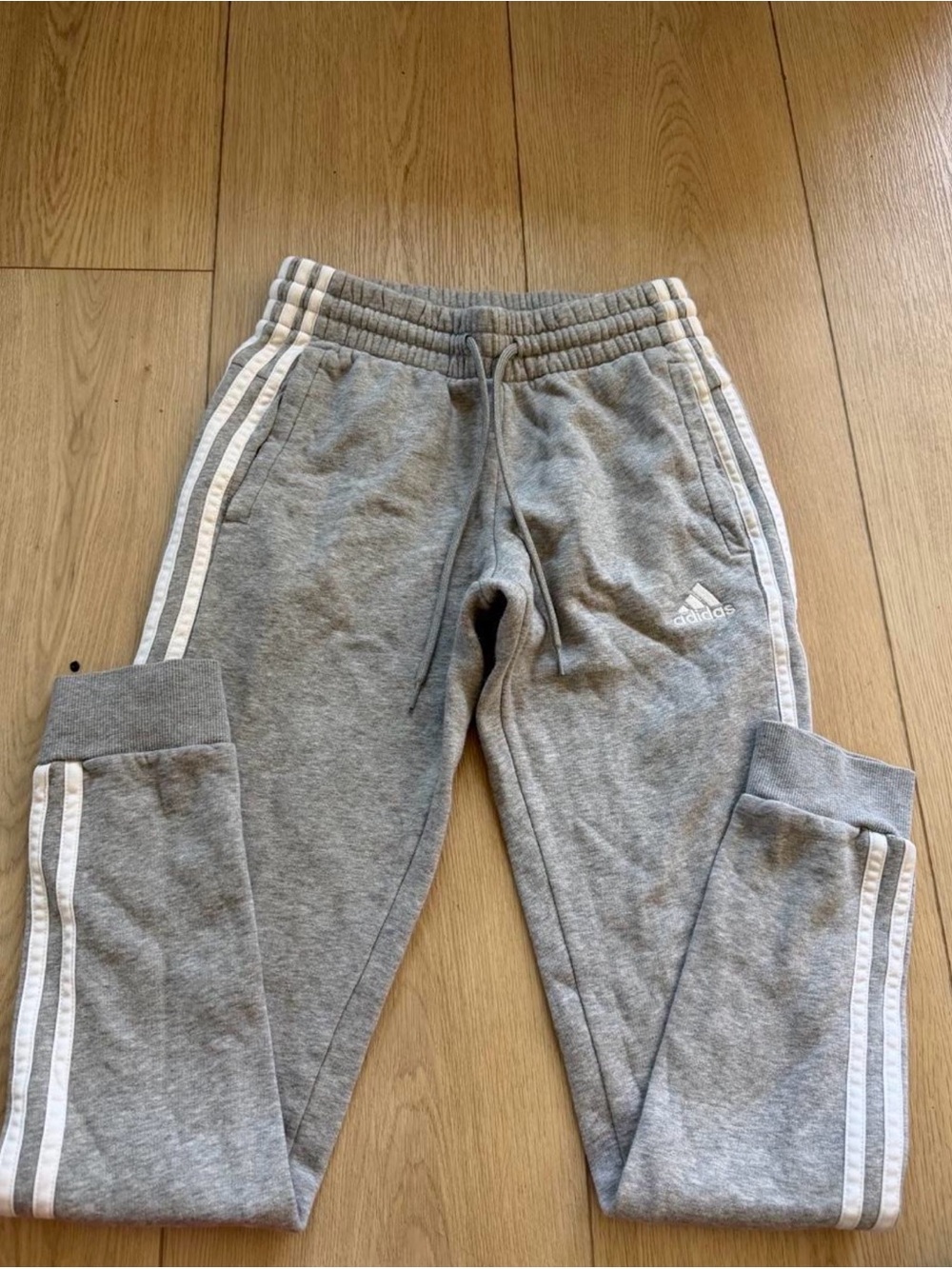 adidas Gray Jogger Sweatpants with White 3-Stripes
